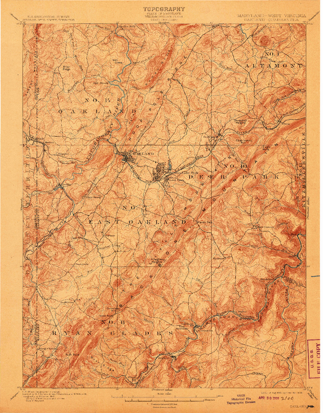 USGS 1:62500-SCALE QUADRANGLE FOR OAKLAND, MD 1900