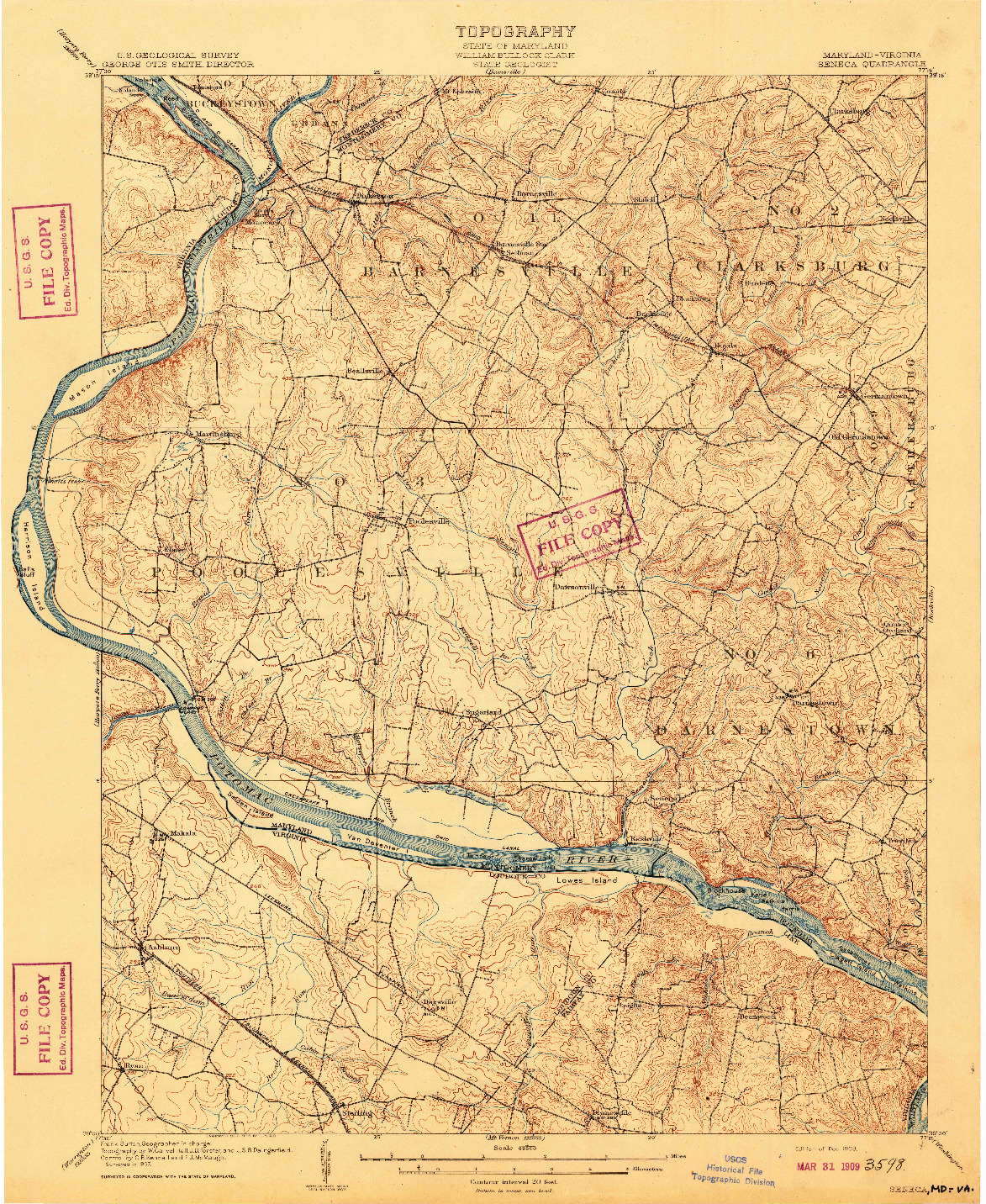 USGS 1:62500-SCALE QUADRANGLE FOR SENECA, MD 1908