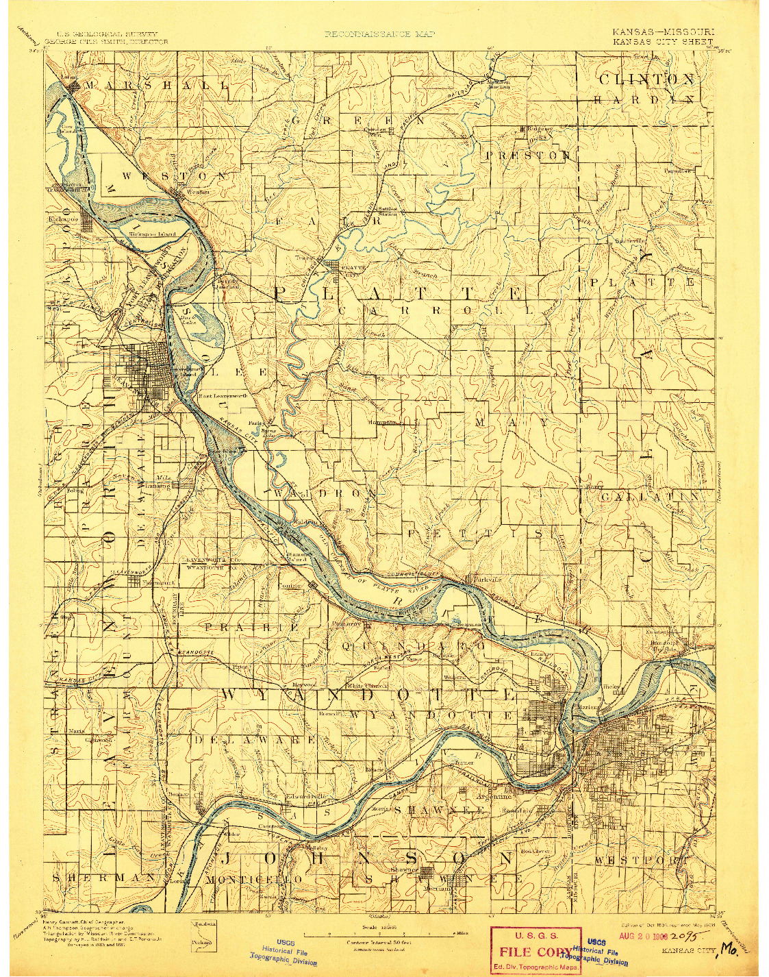 USGS 1:125000-SCALE QUADRANGLE FOR KANSAS CITY, KS 1894