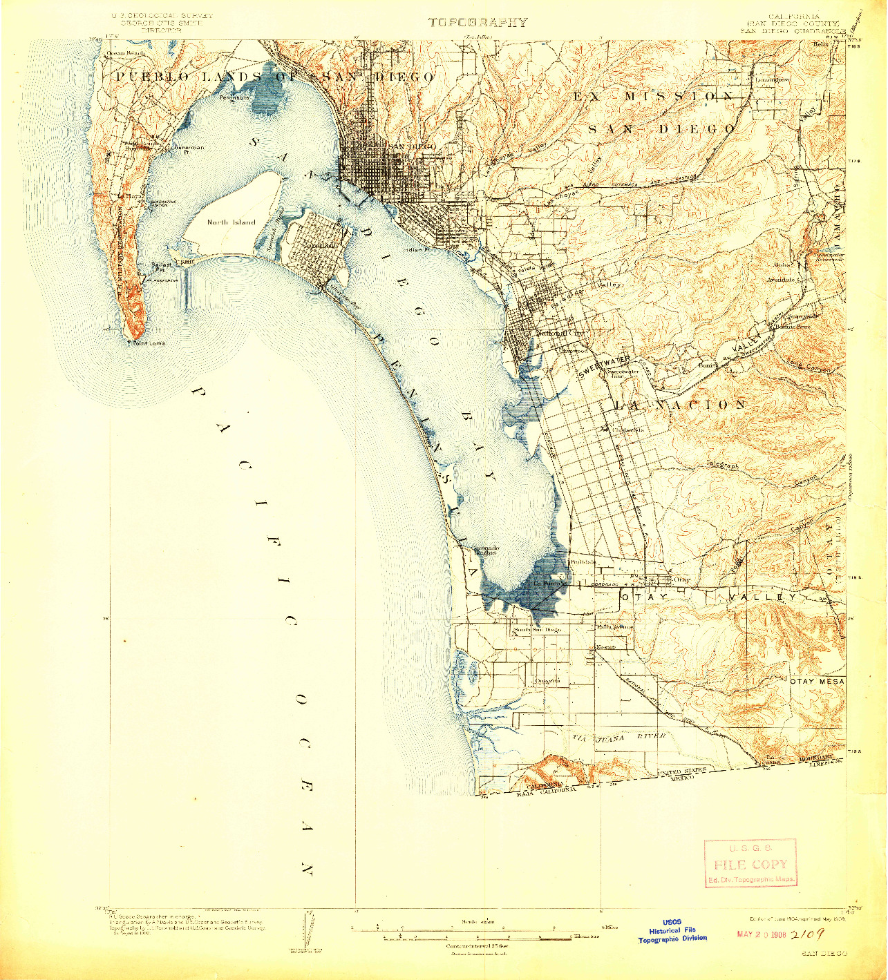 USGS 1:62500-SCALE QUADRANGLE FOR SAN DIEGO, CA 1904