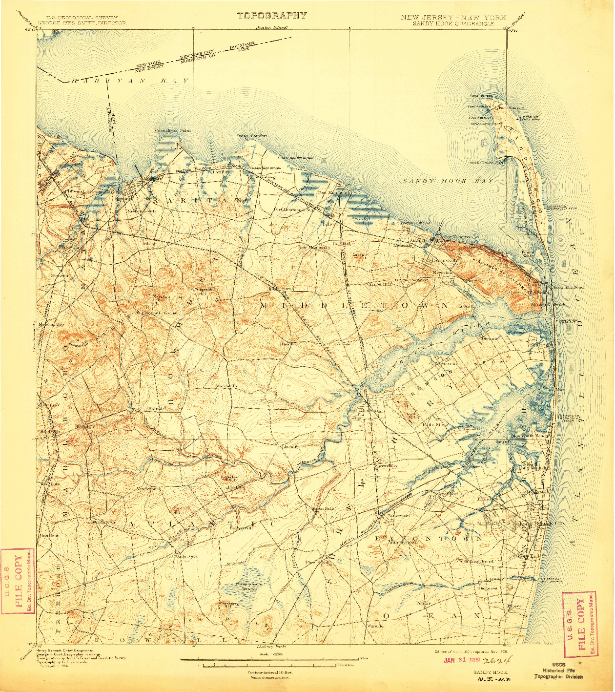 USGS 1:62500-SCALE QUADRANGLE FOR SANDY HOOK, NJ 1901