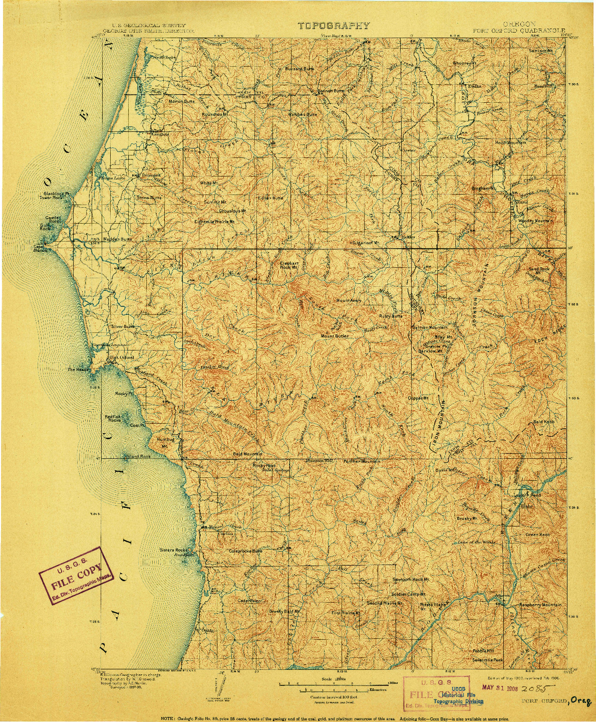USGS 1:125000-SCALE QUADRANGLE FOR PORT ORFORD, OR 1903