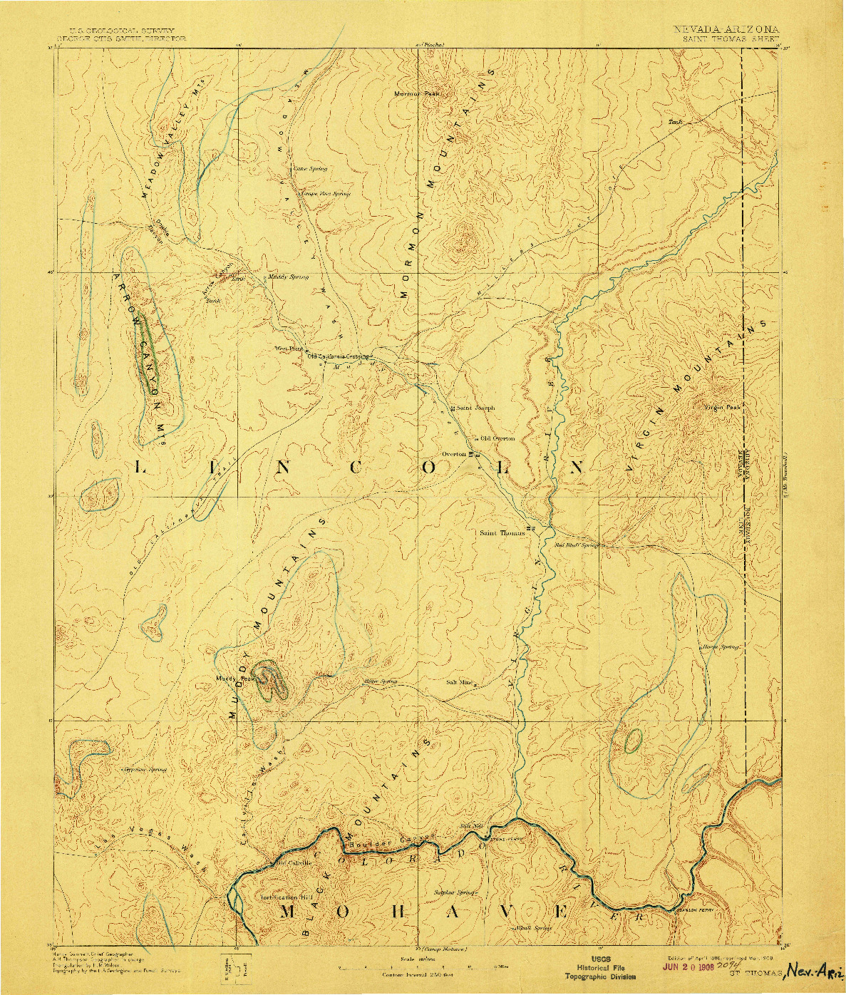 USGS 1:250000-SCALE QUADRANGLE FOR SAINT THOMAS, NV 1886