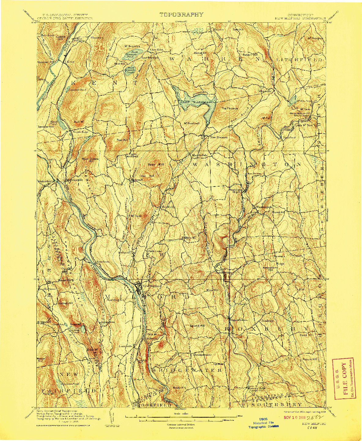 USGS 1:62500-SCALE QUADRANGLE FOR NEW MILFORD, CT 1904