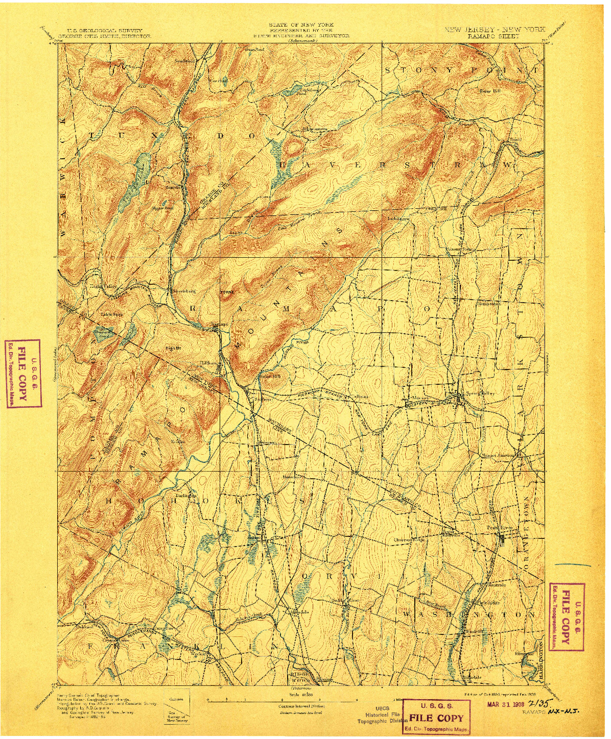 USGS 1:62500-SCALE QUADRANGLE FOR RAMAPO, NJ 1893