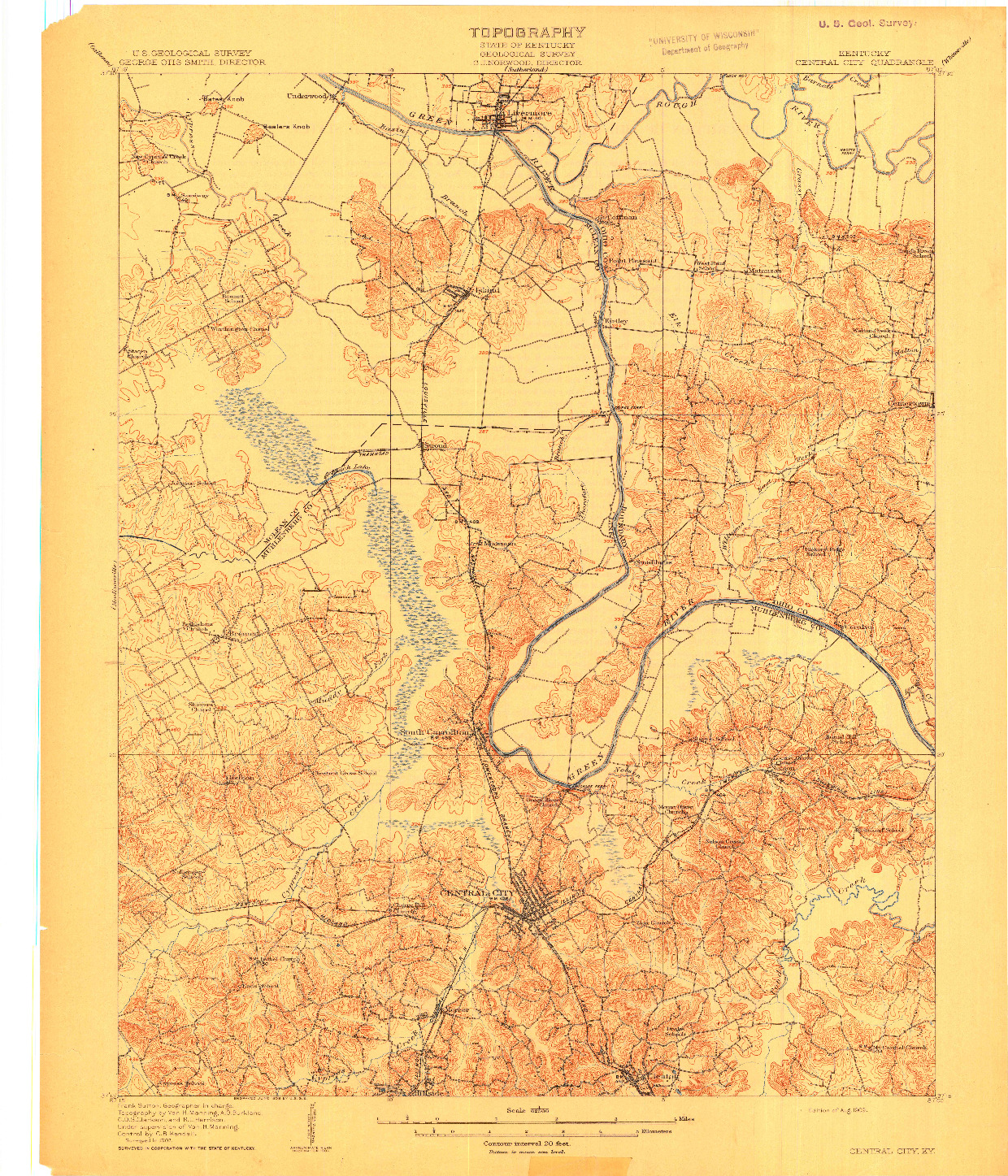 USGS 1:62500-SCALE QUADRANGLE FOR CENTRAL CITY, KY 1909