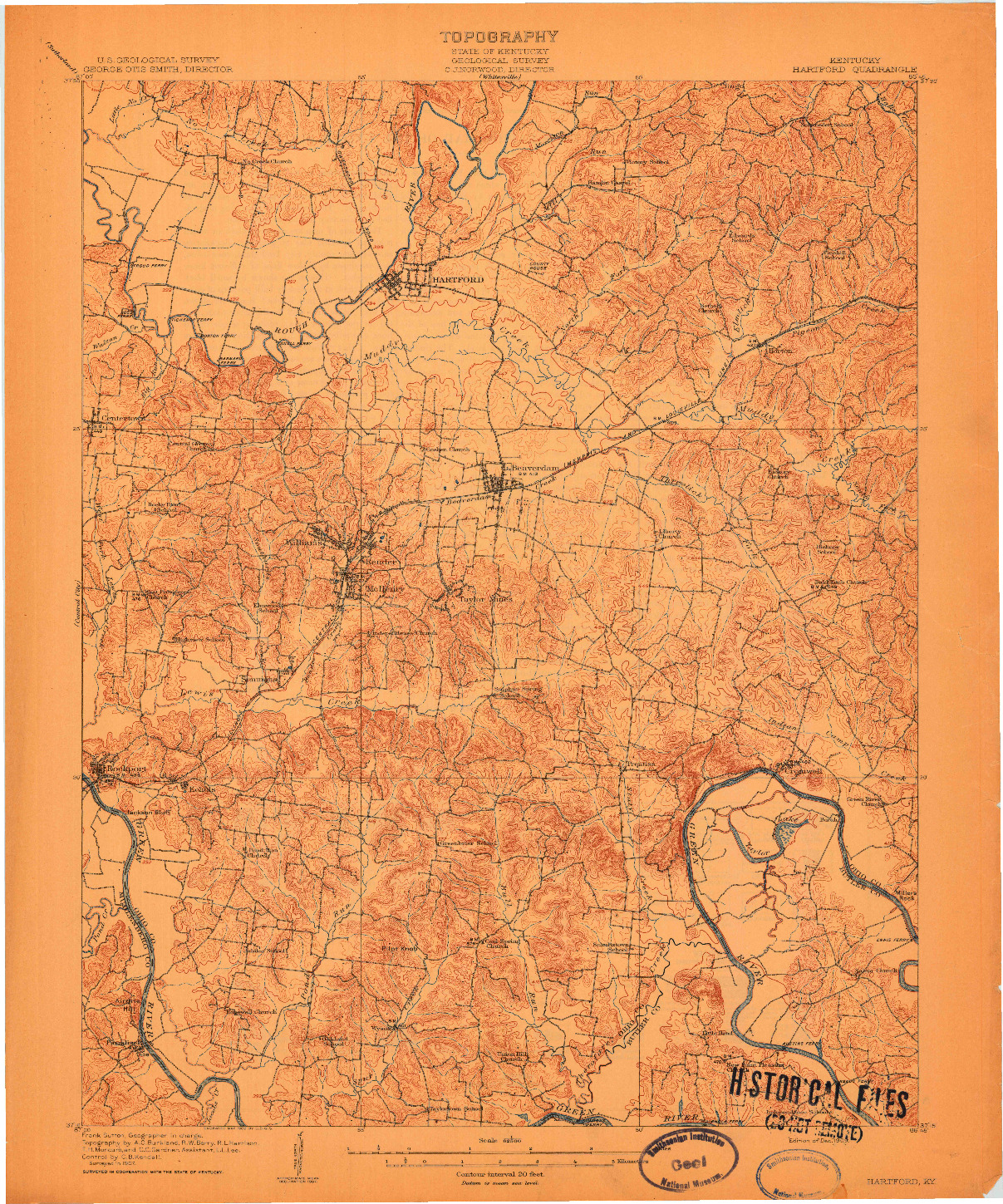 USGS 1:62500-SCALE QUADRANGLE FOR HARTFORD, KY 1909