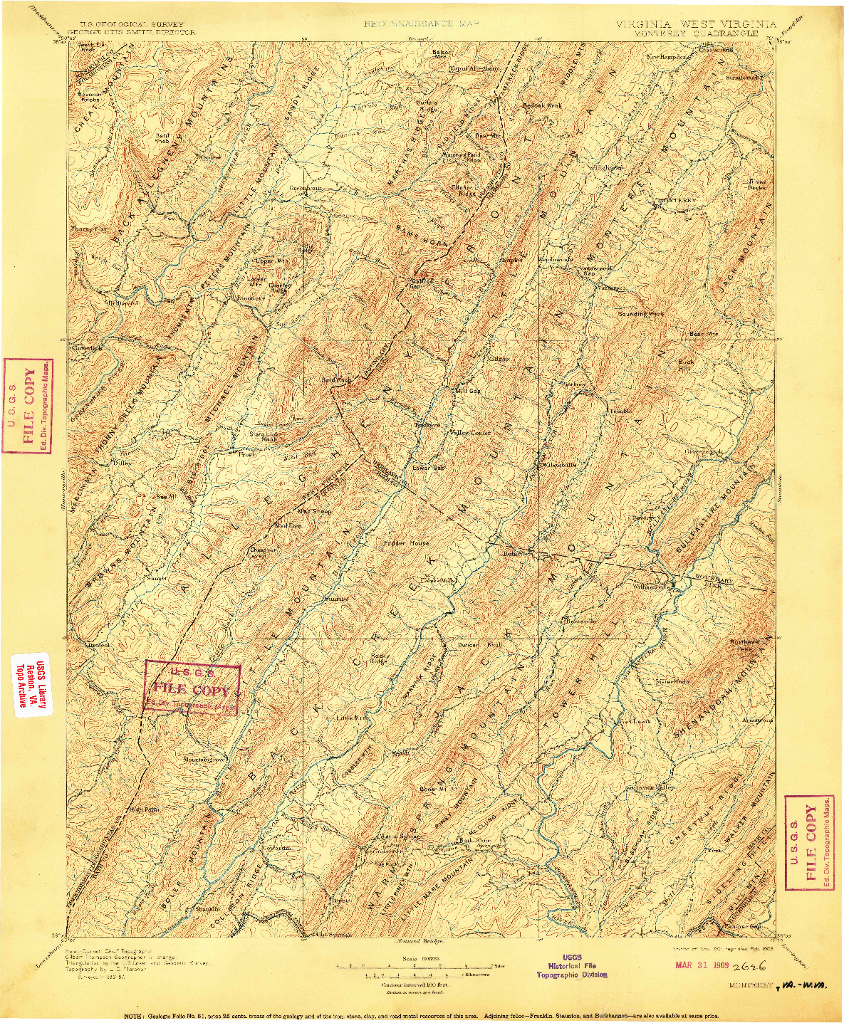 USGS 1:125000-SCALE QUADRANGLE FOR MONTEREY, VA 1901