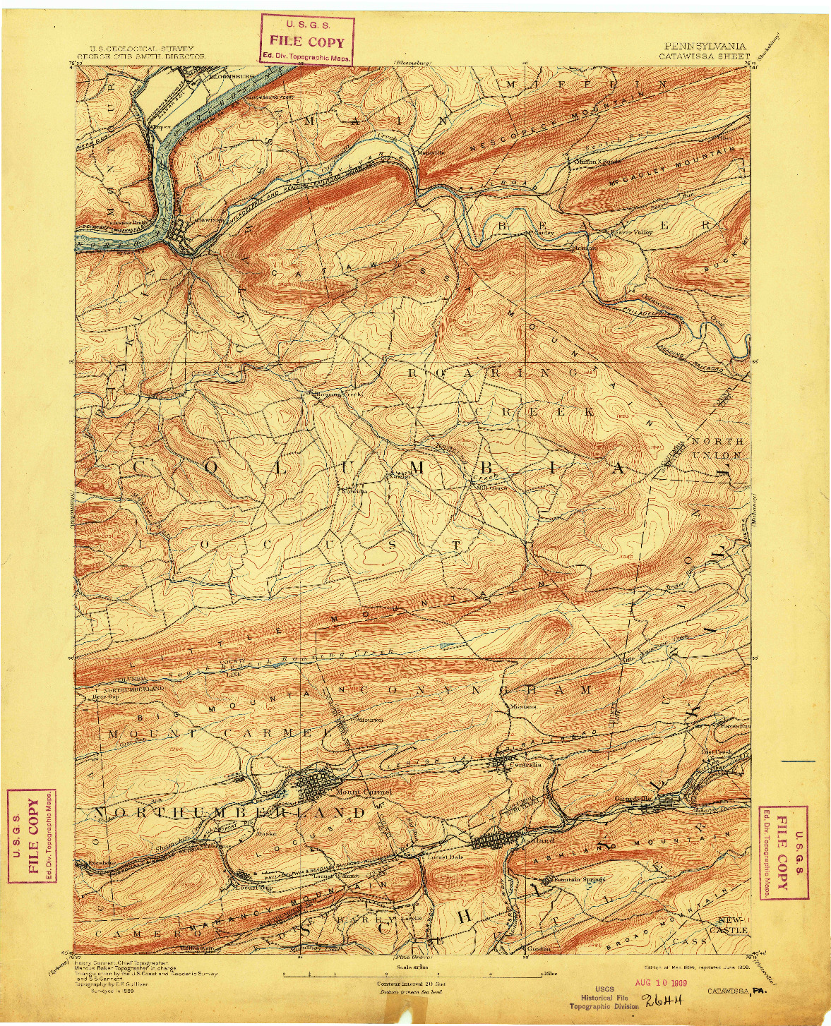 USGS 1:62500-SCALE QUADRANGLE FOR CATAWISSA, PA 1894