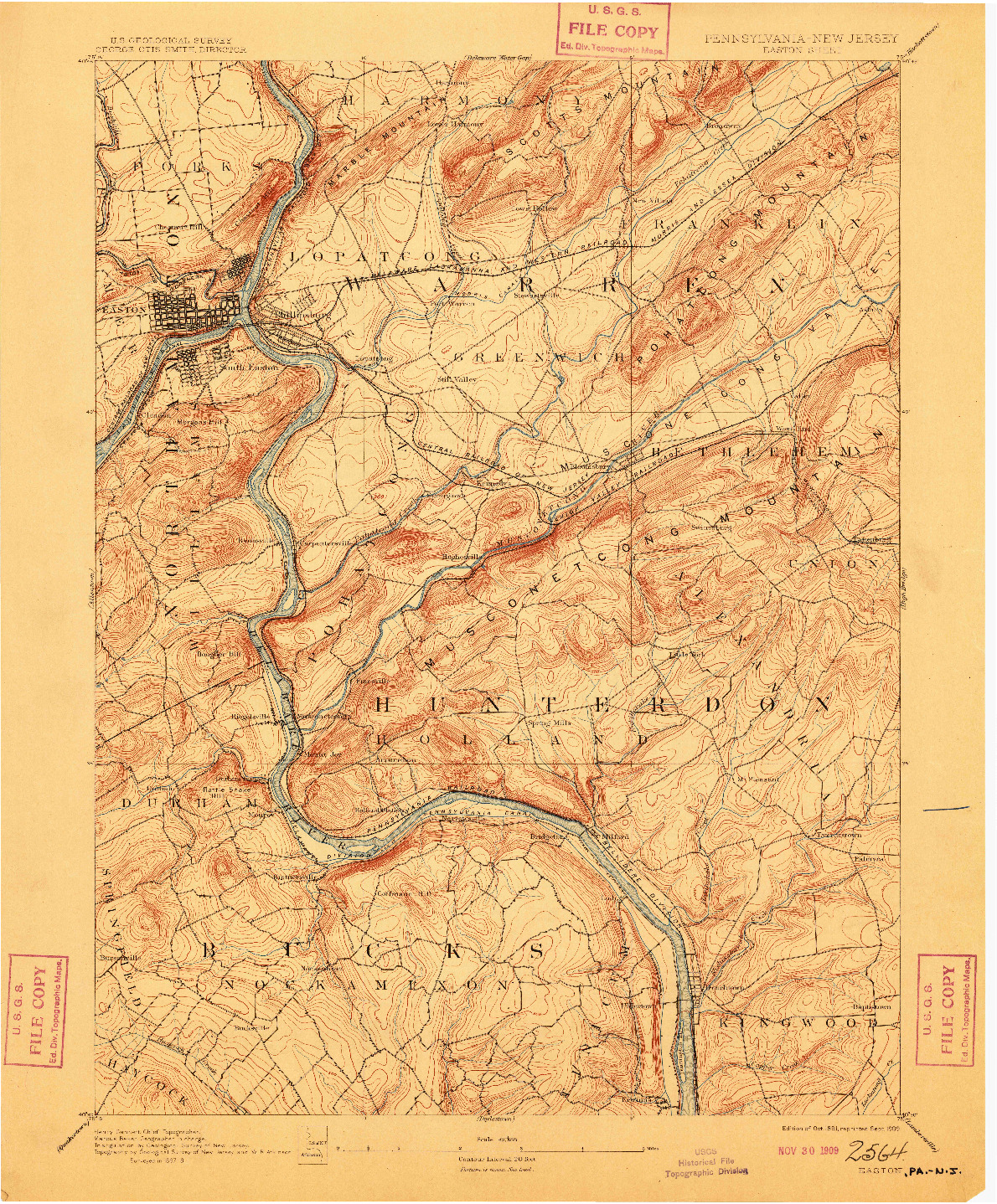 USGS 1:62500-SCALE QUADRANGLE FOR EASTON, PA 1891