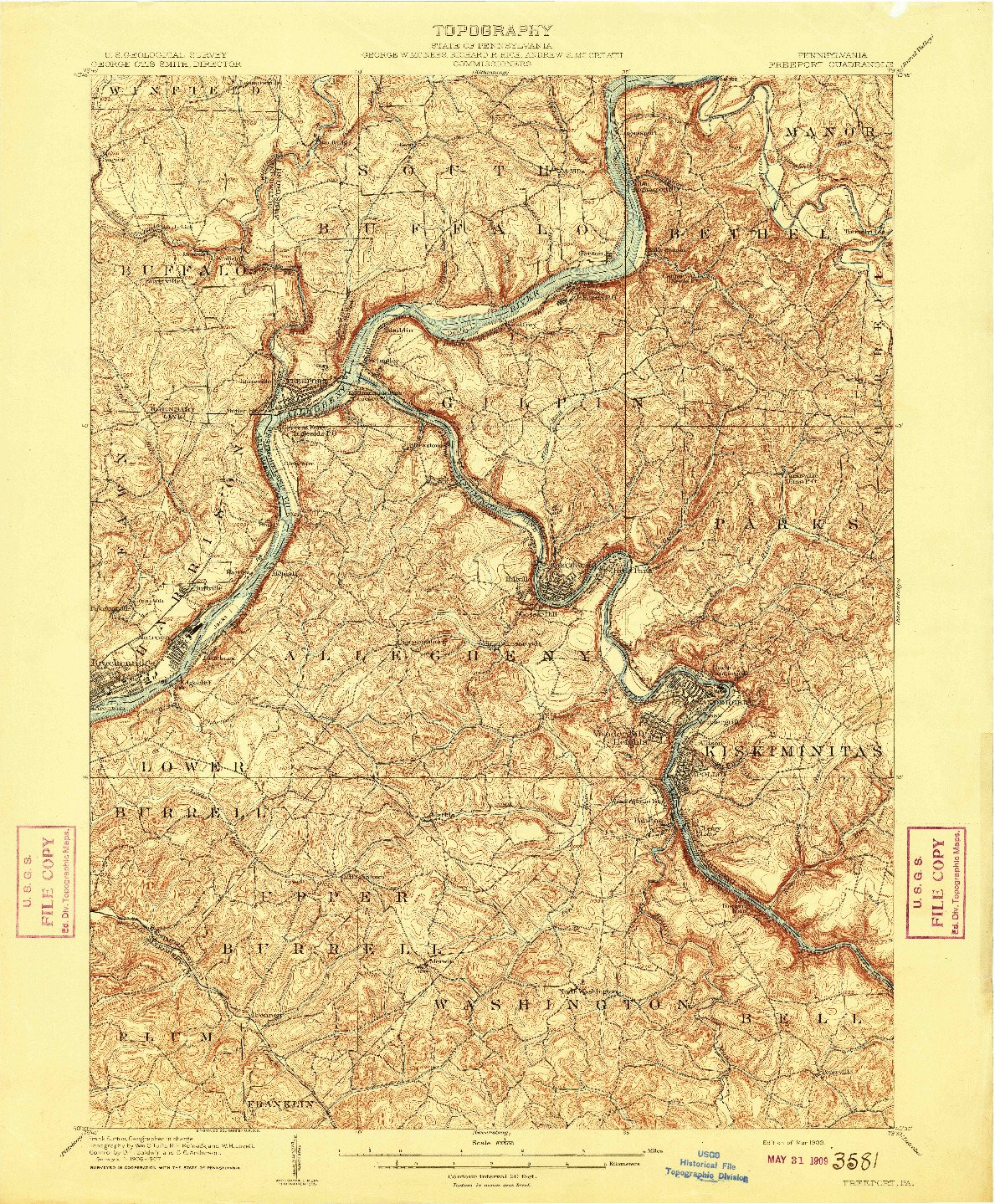 USGS 1:62500-SCALE QUADRANGLE FOR FREEPORT, PA 1909