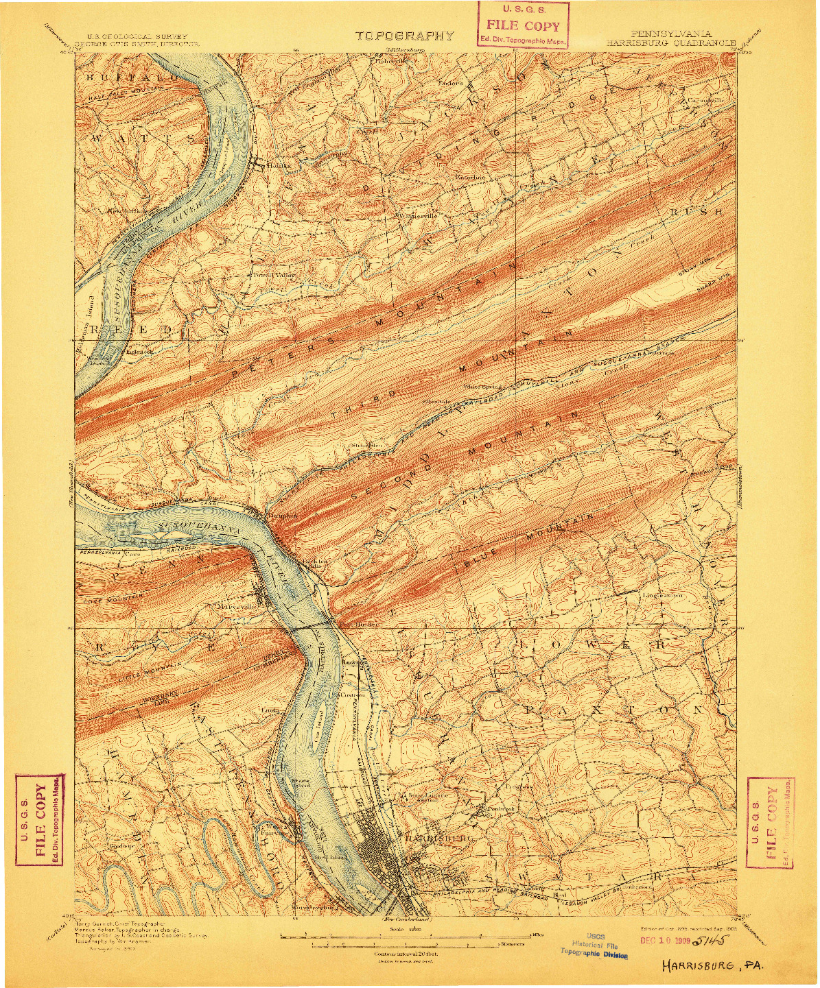 USGS 1:62500-SCALE QUADRANGLE FOR HARRISBURG, PA 1899