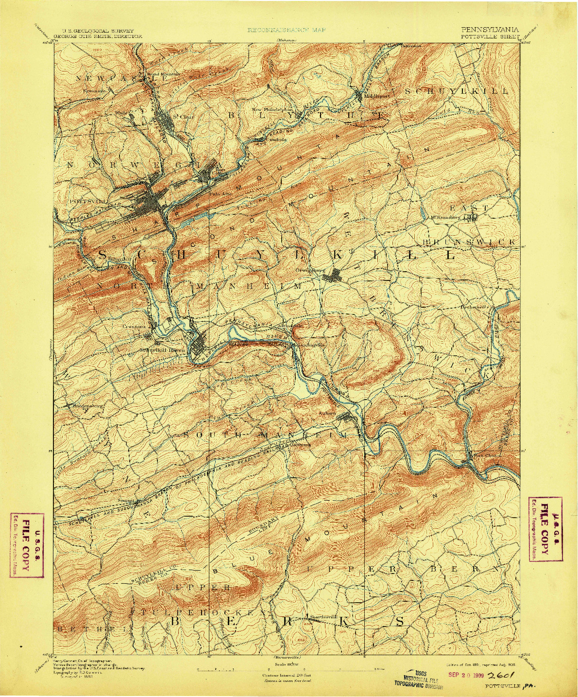 USGS 1:62500-SCALE QUADRANGLE FOR POTTSVILLE, PA 1891