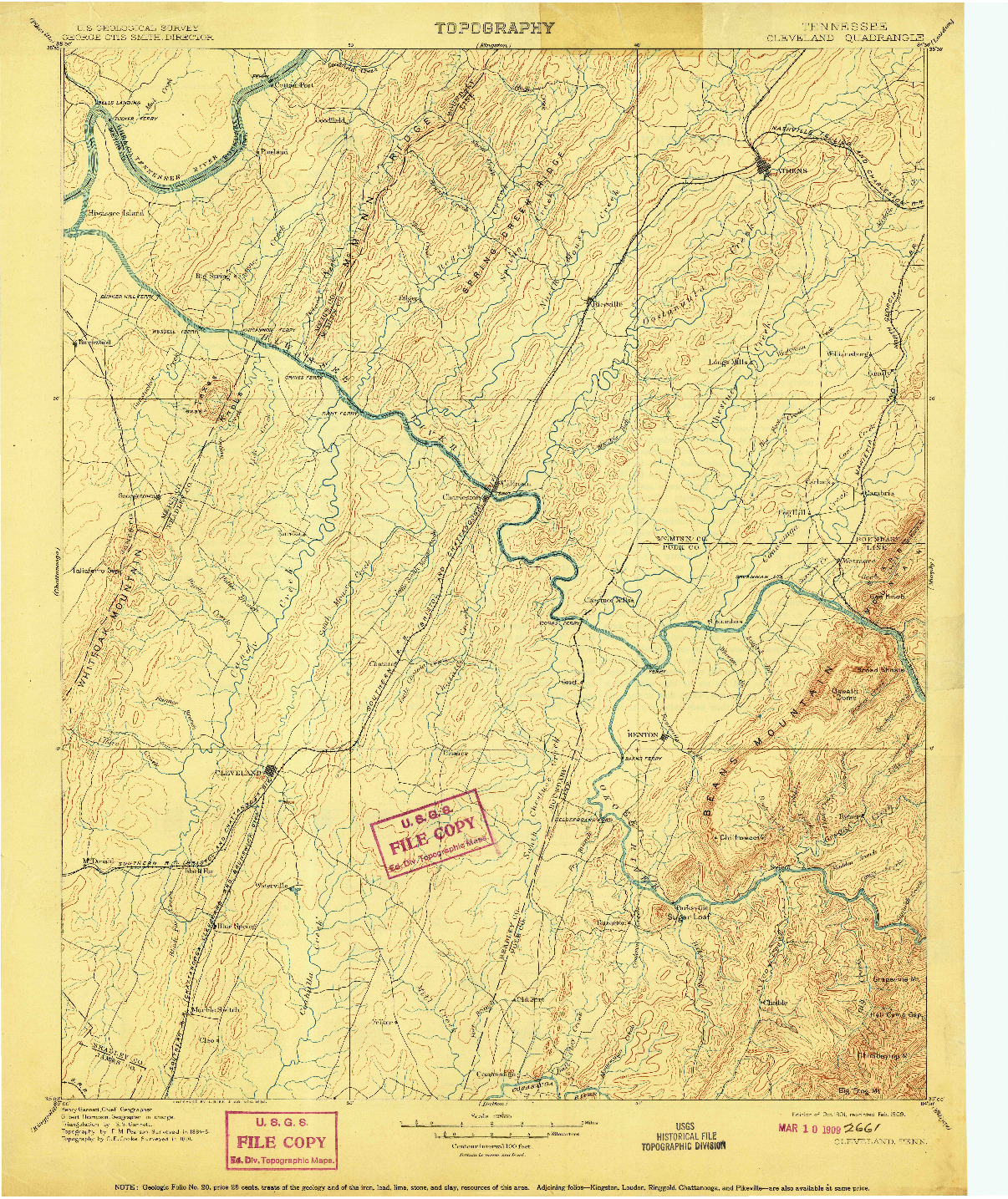 USGS 1:125000-SCALE QUADRANGLE FOR CLEVELAND, TN 1901