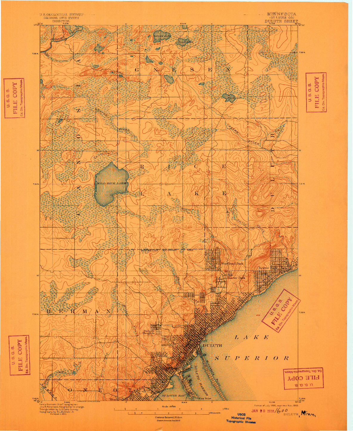 USGS 1:62500-SCALE QUADRANGLE FOR DULUTH, MN 1895