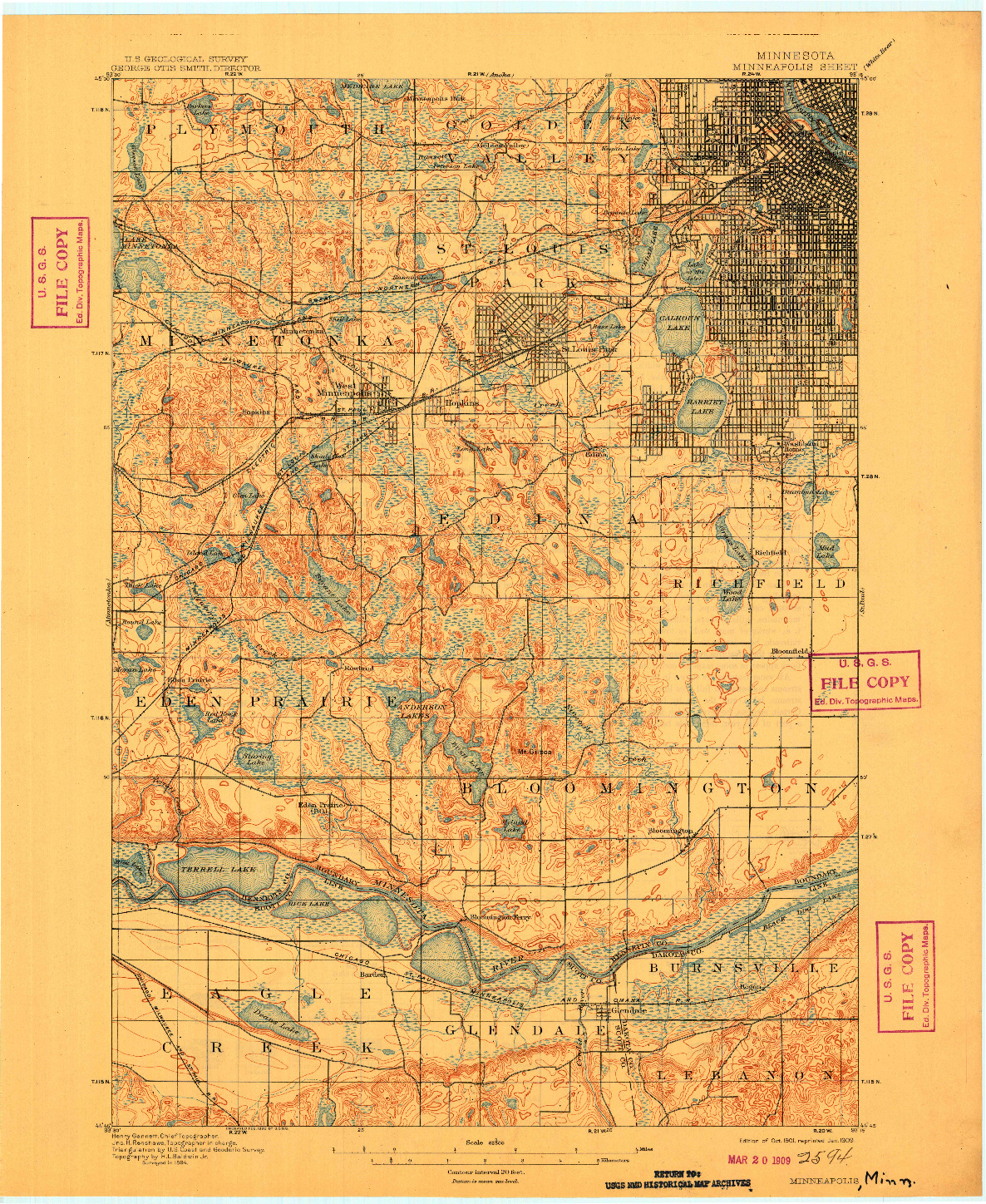 USGS 1:62500-SCALE QUADRANGLE FOR MINNEAPOLIS, MN 1901