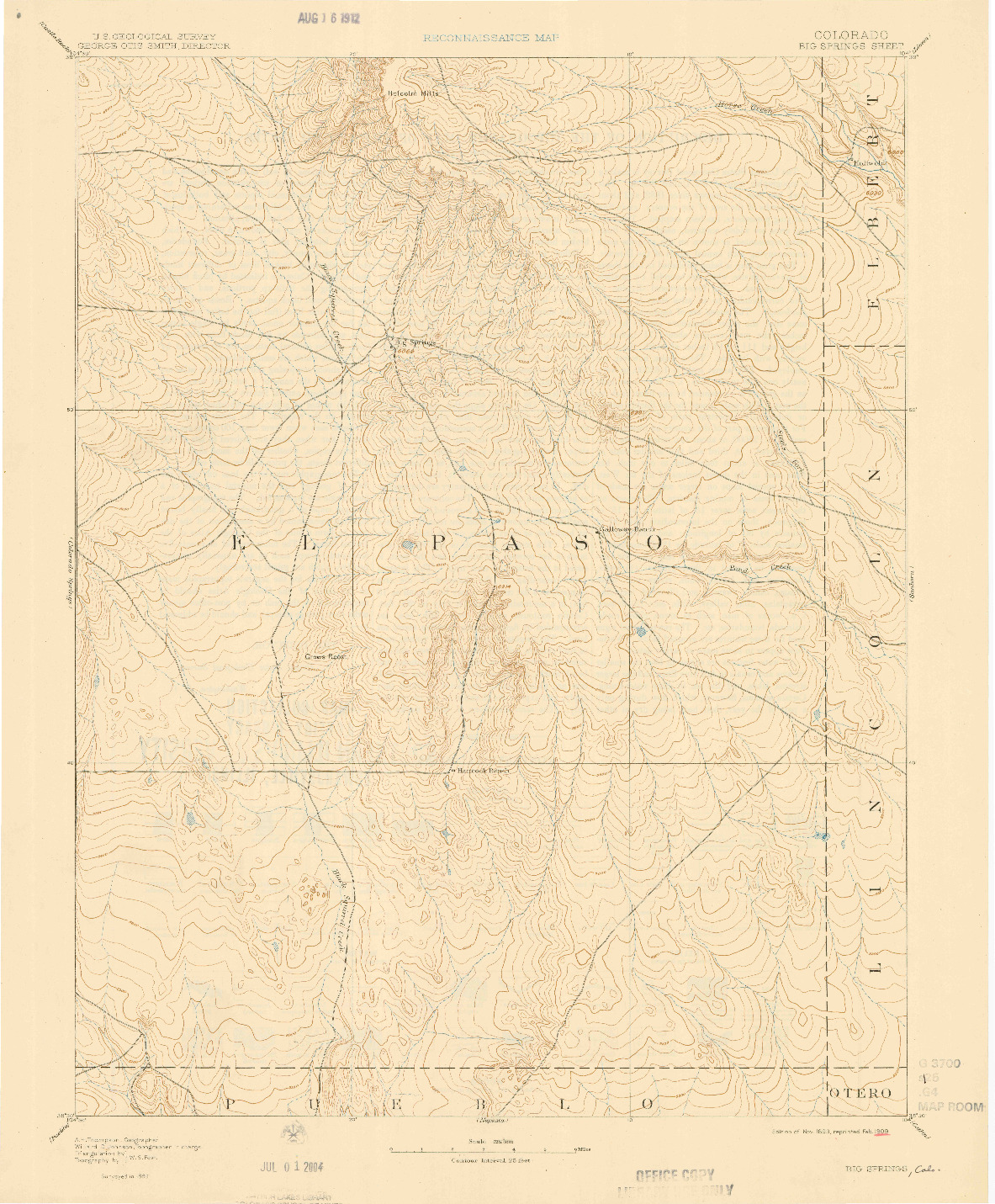 USGS 1:125000-SCALE QUADRANGLE FOR BIG SPRINGS, CO 1893