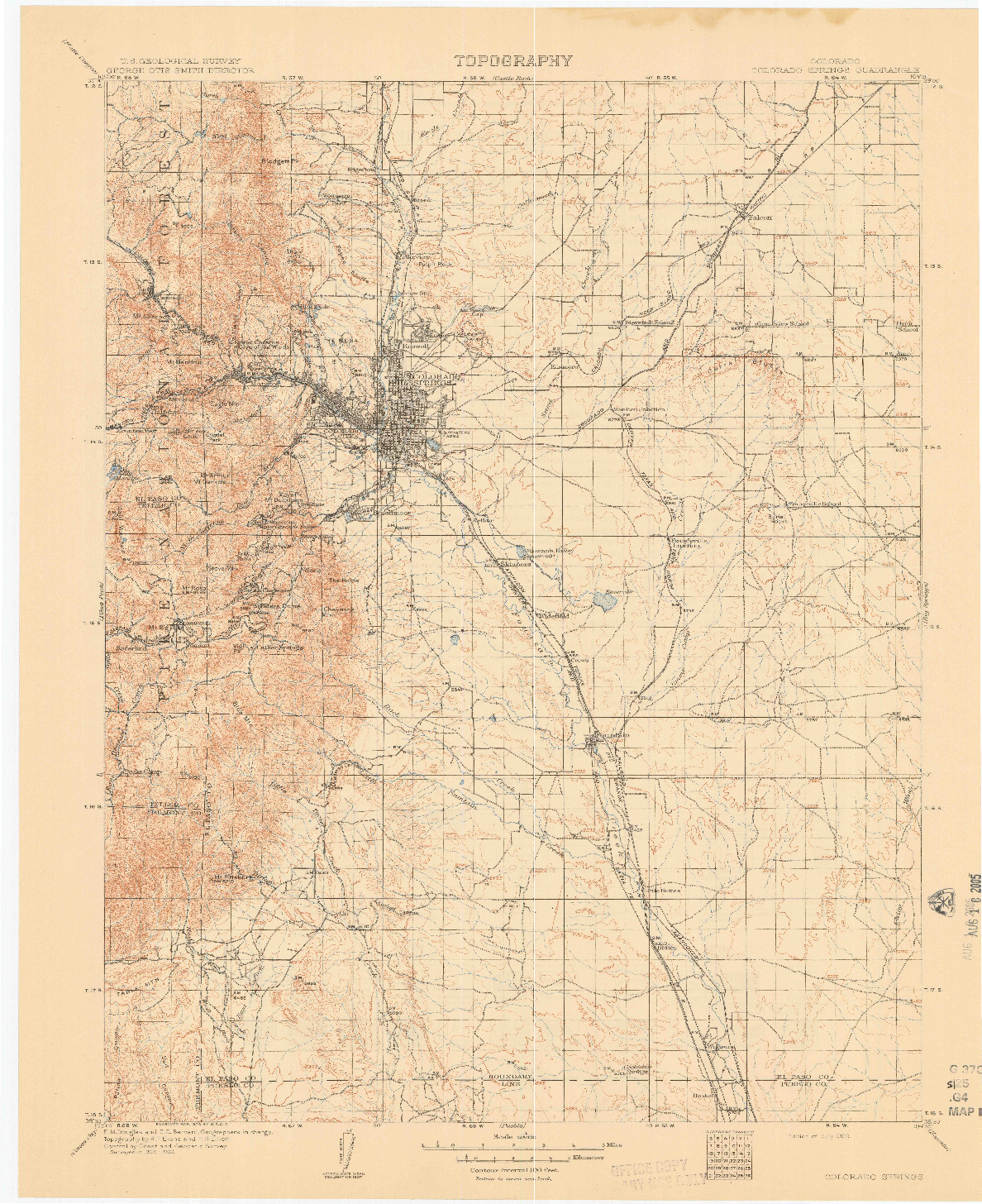 USGS 1:125000-SCALE QUADRANGLE FOR COLORADO SPRINGS, CO 1909