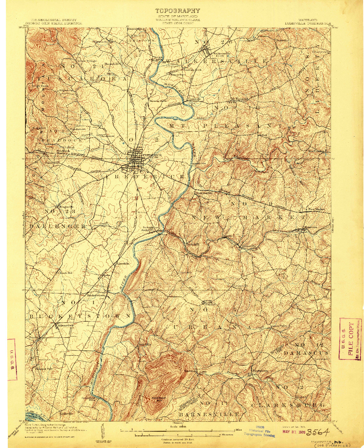 USGS 1:62500-SCALE QUADRANGLE FOR IJAMSVILLE, MD 1909