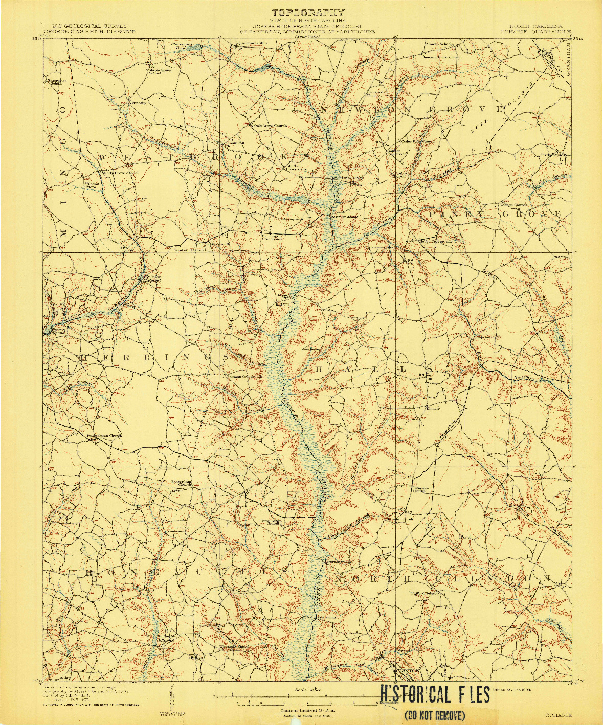USGS 1:62500-SCALE QUADRANGLE FOR COHARIE, NC 1909