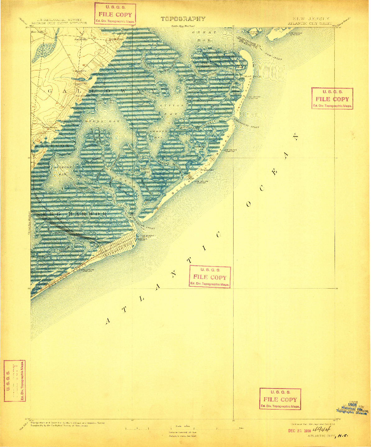 USGS 1:62500-SCALE QUADRANGLE FOR ATLANTIC CITY, NJ 1894