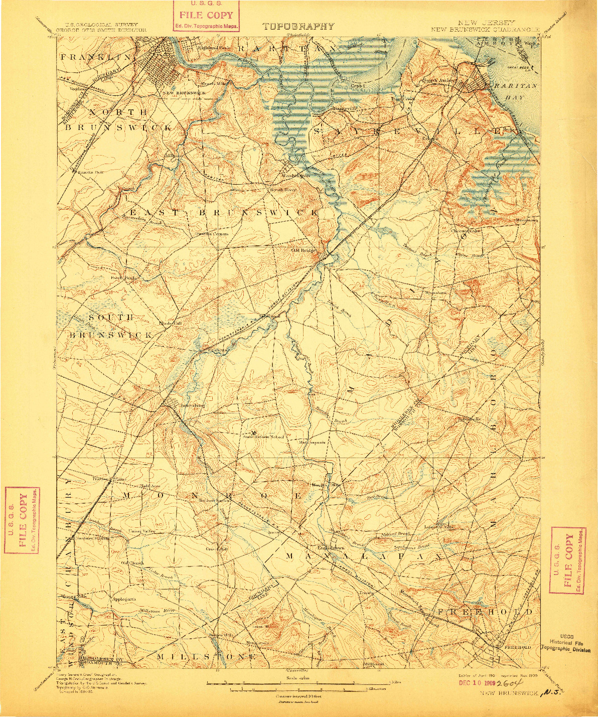 USGS 1:62500-SCALE QUADRANGLE FOR NEW BRUNSWICK, NJ 1901