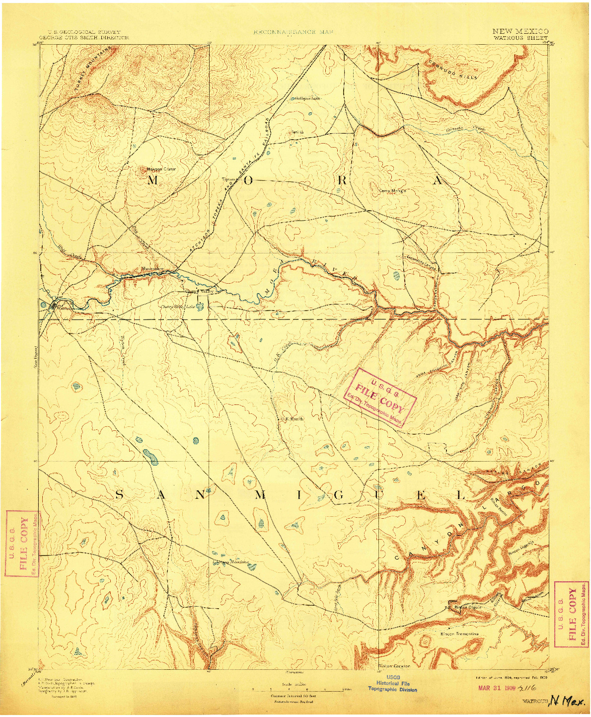 USGS 1:125000-SCALE QUADRANGLE FOR WATROUS, NM 1894