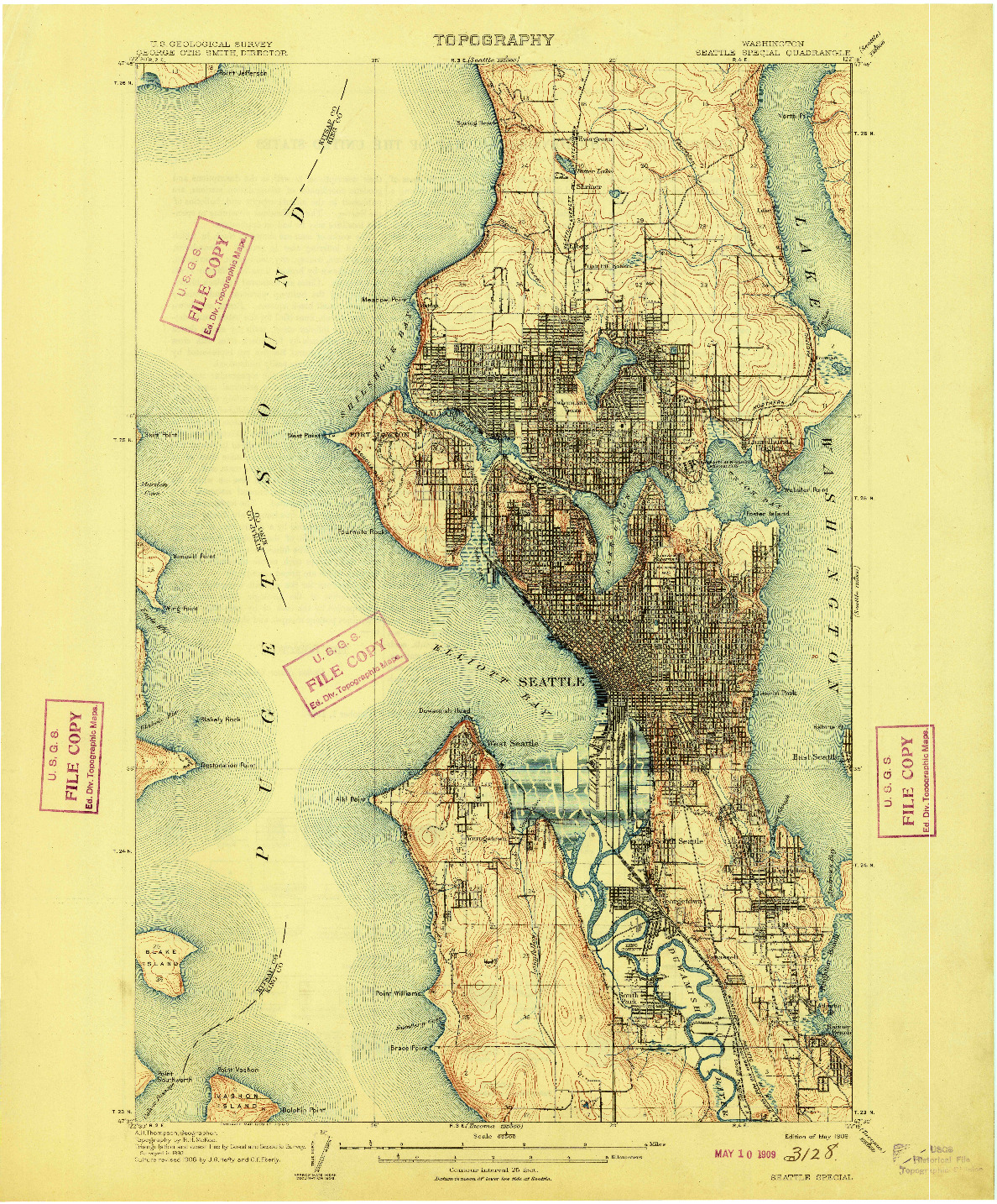 USGS 1:62500-SCALE QUADRANGLE FOR SEATTLE SPECIAL, WA 1909