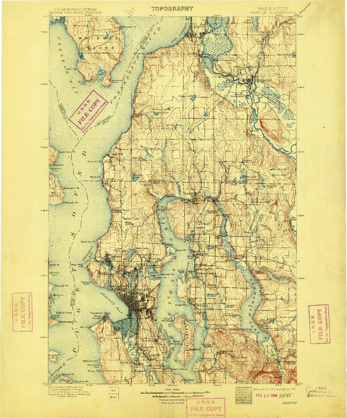 USGS 1:125000-SCALE QUADRANGLE FOR SEATTLE, WA 1897