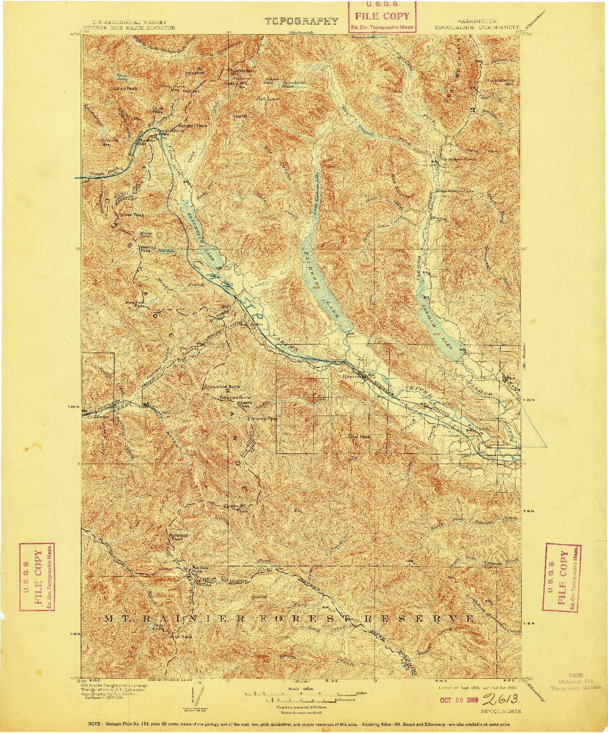 USGS 1:125000-SCALE QUADRANGLE FOR SNOQUALMIE, WA 1903