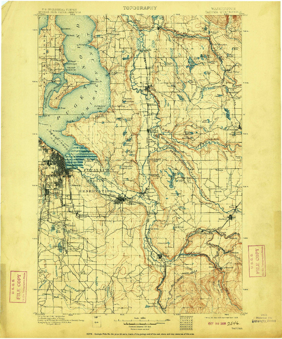 USGS 1:125000-SCALE QUADRANGLE FOR TACOMA, WA 1900