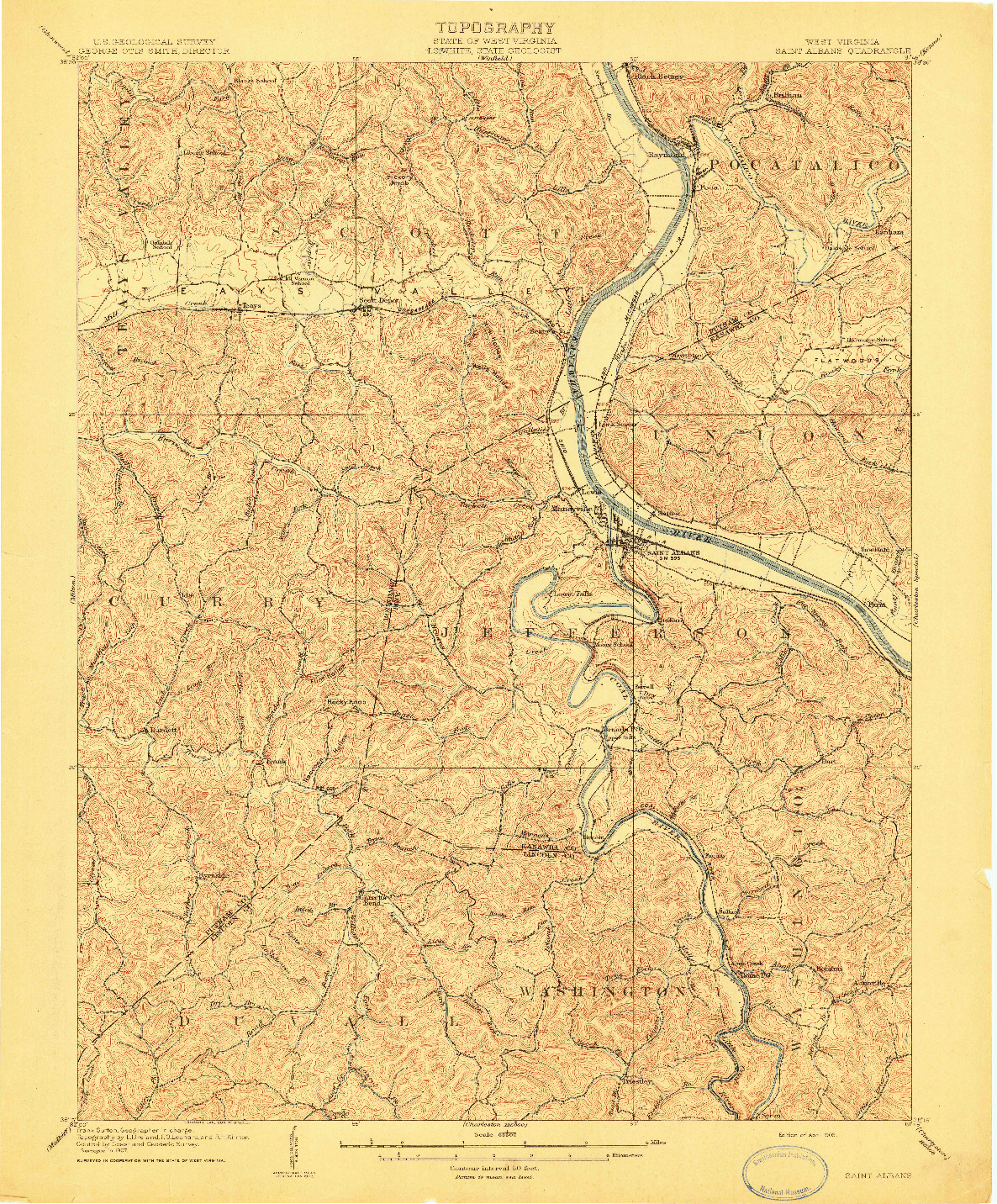 USGS 1:62500-SCALE QUADRANGLE FOR SAINT ALBANS, WV 1909