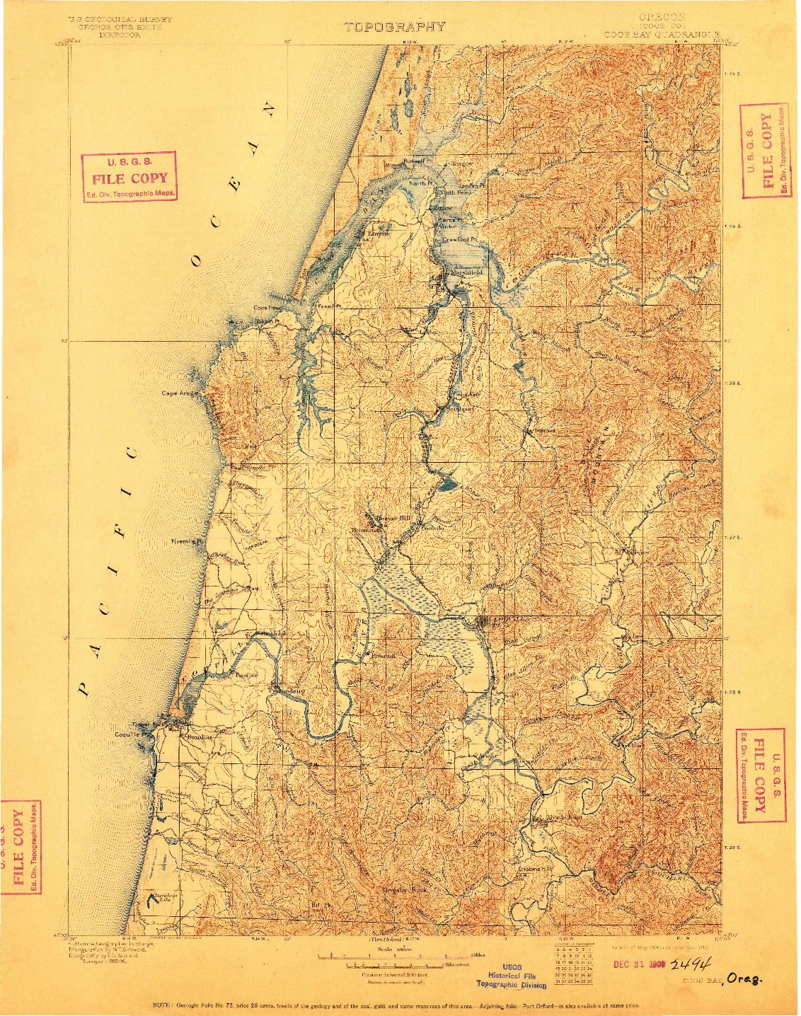 USGS 1:125000-SCALE QUADRANGLE FOR COOS BAY, OR 1900