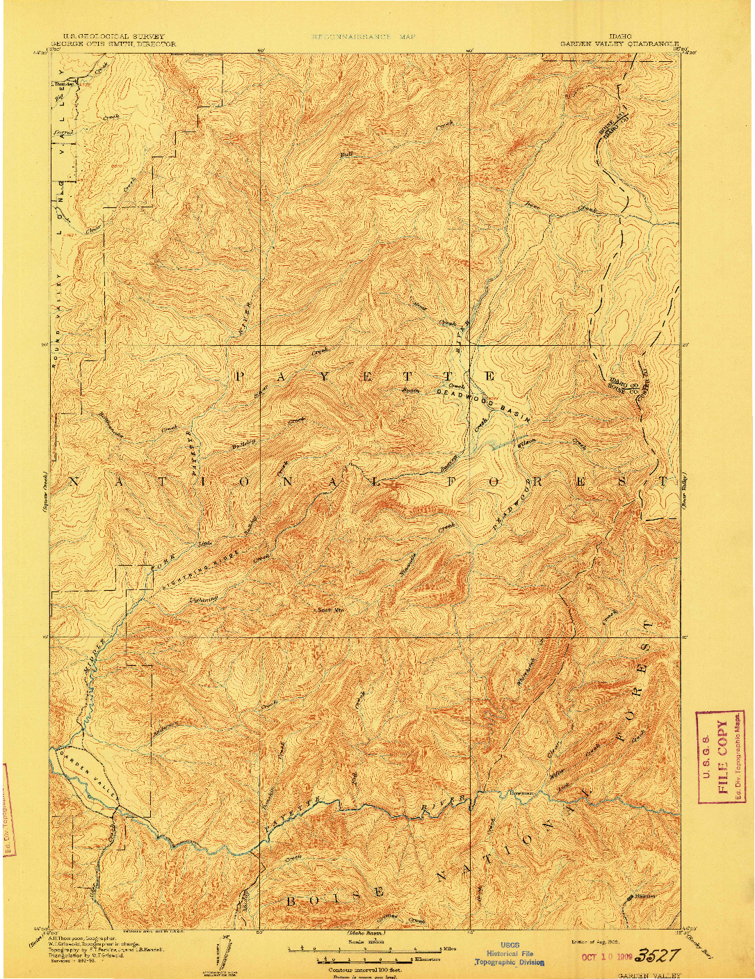 USGS 1:125000-SCALE QUADRANGLE FOR GARDEN VALLEY, ID 1909