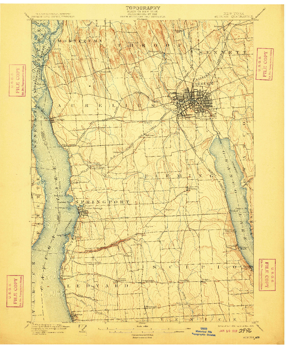 USGS 1:62500-SCALE QUADRANGLE FOR AUBURN, NY 1902