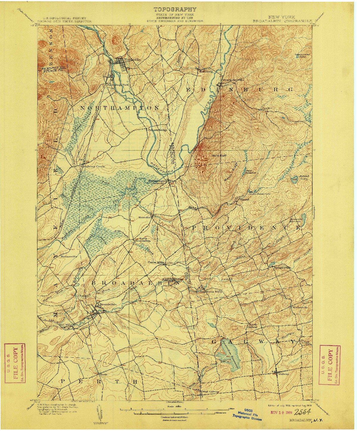 USGS 1:62500-SCALE QUADRANGLE FOR BROADALBIN, NY 1902