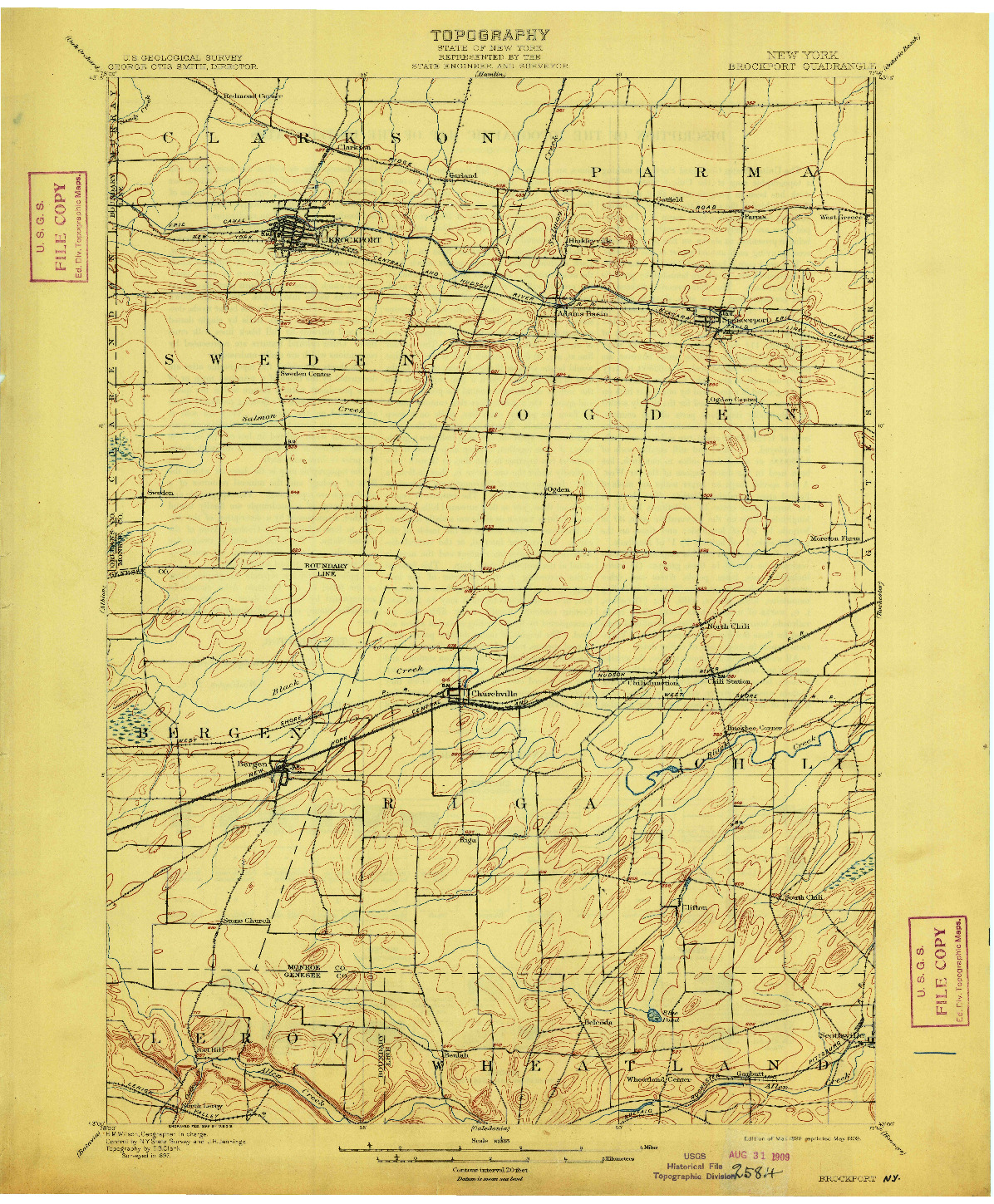 USGS 1:62500-SCALE QUADRANGLE FOR BROCKPORT, NY 1899
