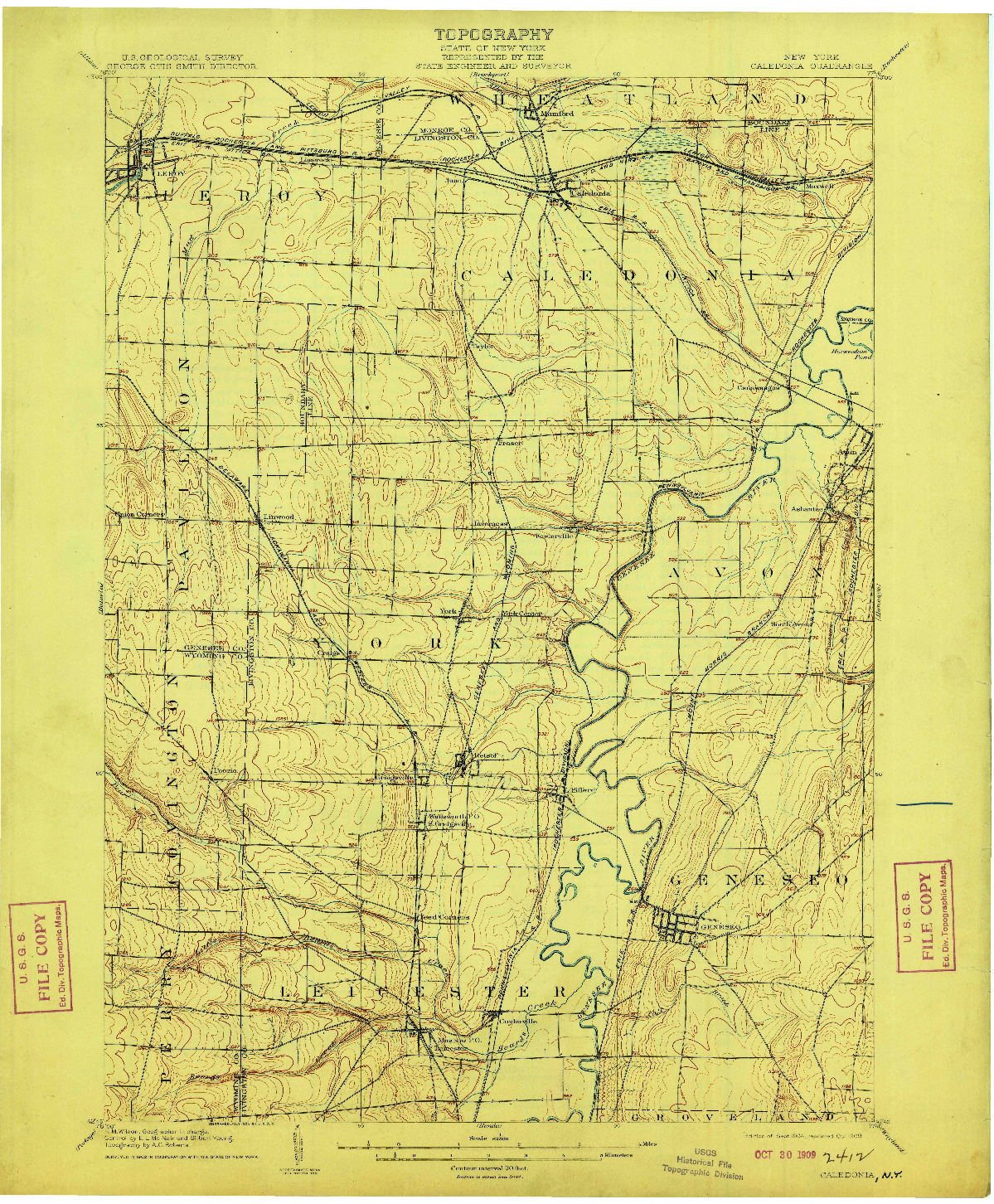 USGS 1:62500-SCALE QUADRANGLE FOR CALEDONIA, NY 1904