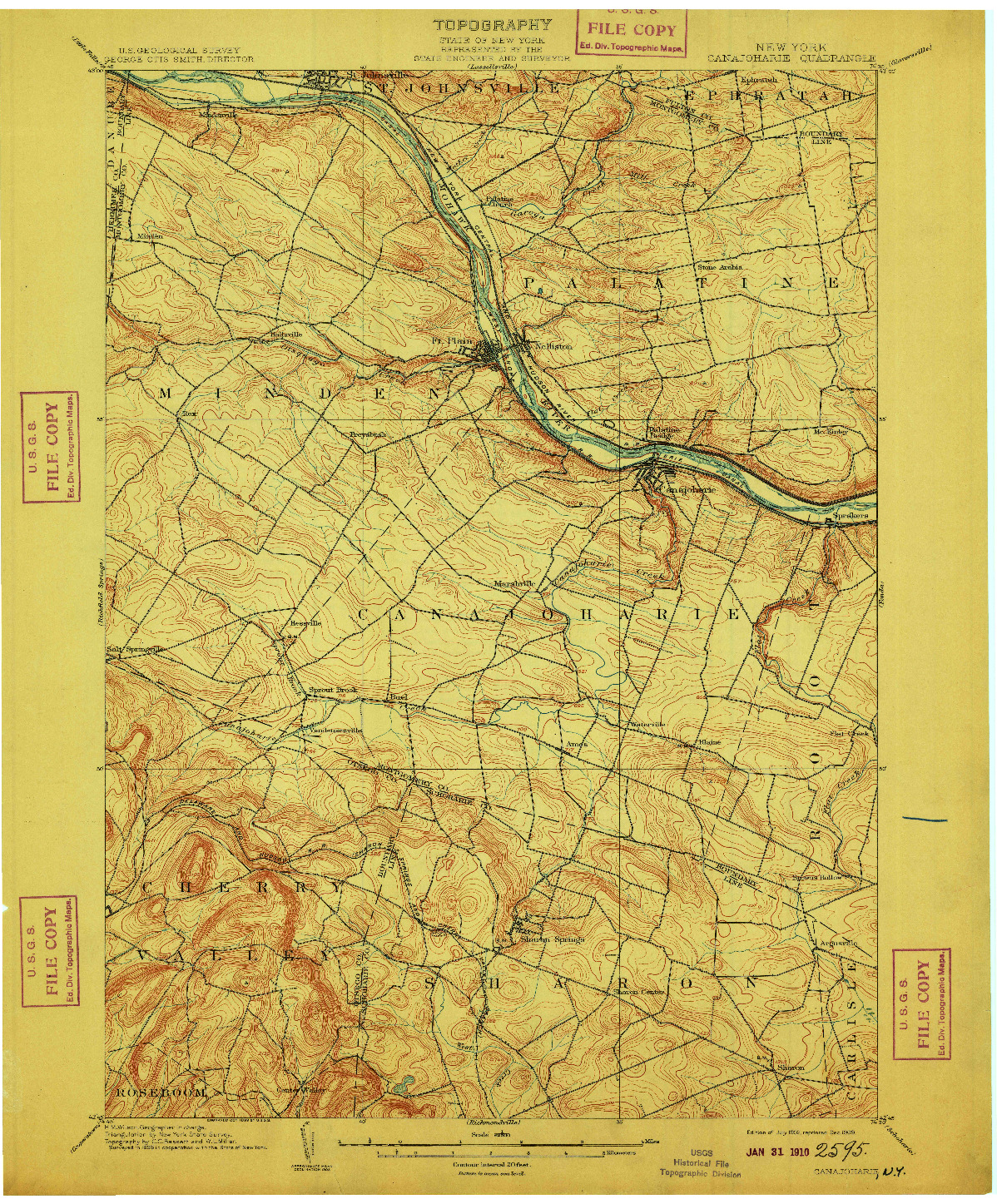 USGS 1:62500-SCALE QUADRANGLE FOR CANAJOHARIE, NY 1902