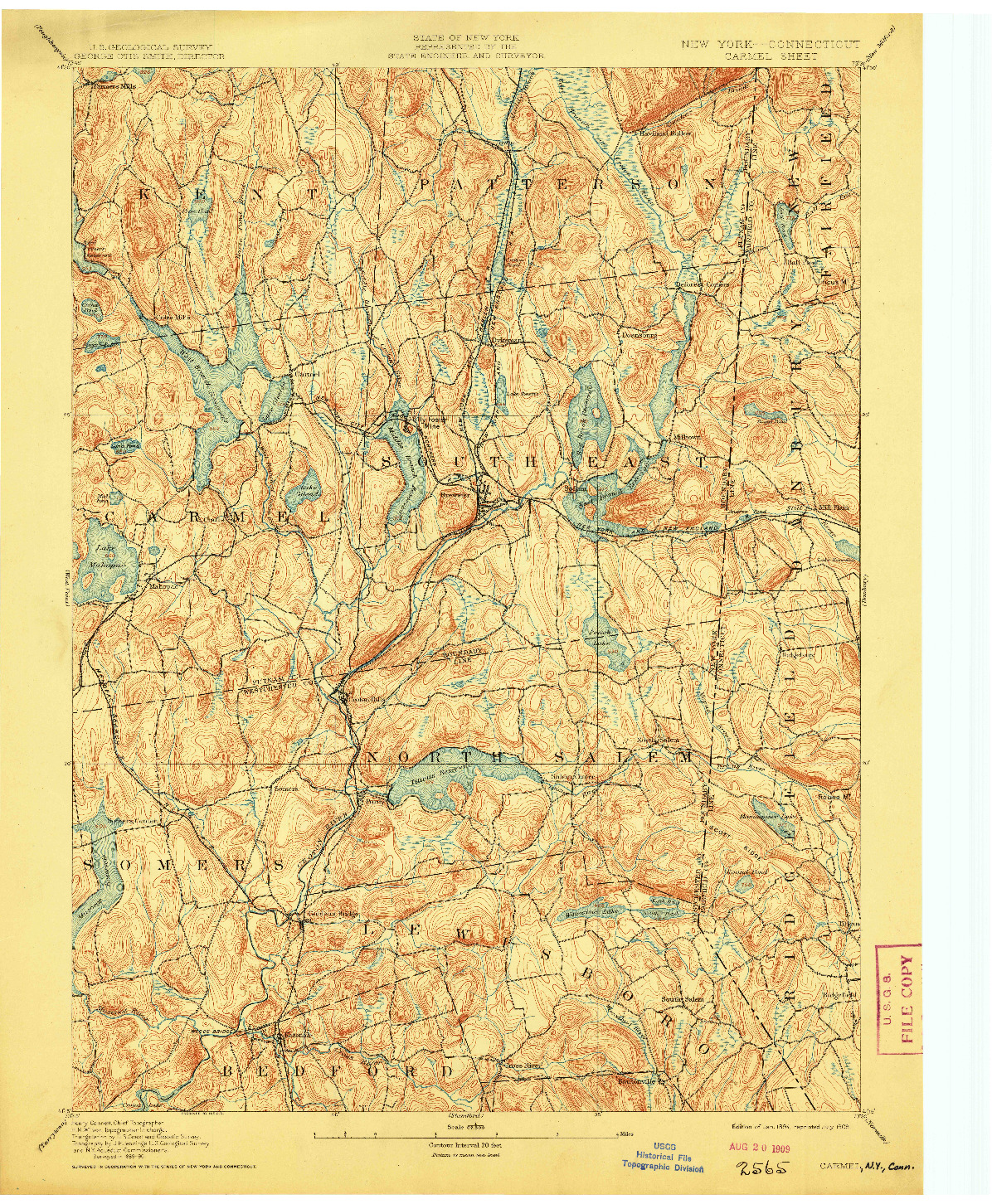 USGS 1:62500-SCALE QUADRANGLE FOR CARMEL, NY 1894
