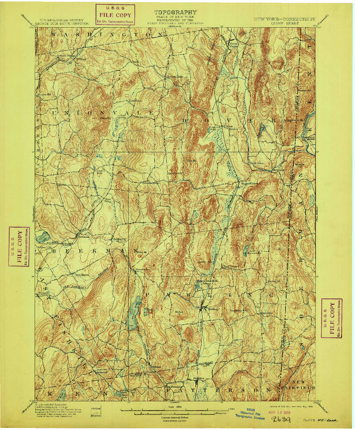 USGS 1:62500-SCALE QUADRANGLE FOR CLOVE, NY 1901