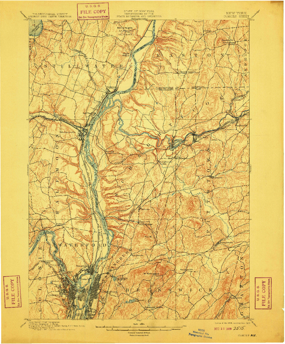 USGS 1:62500-SCALE QUADRANGLE FOR COHOES, NY 1898