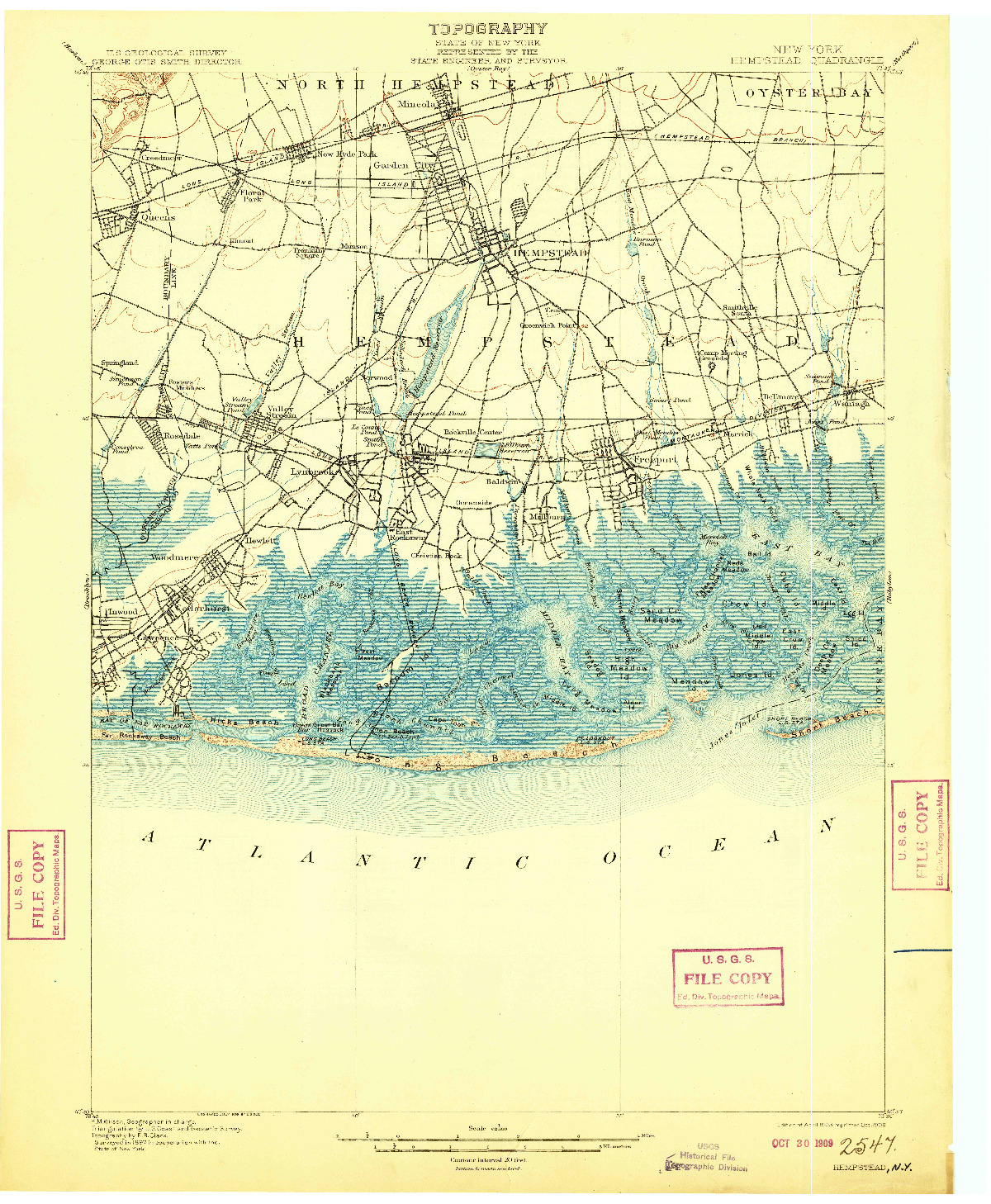 USGS 1:62500-SCALE QUADRANGLE FOR HEMPSTEAD, NY 1903