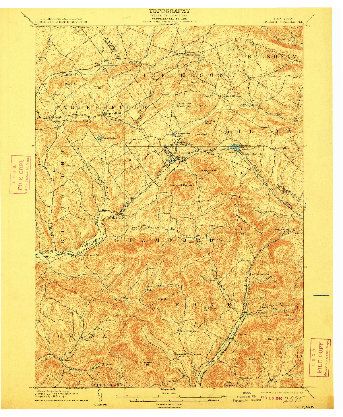 USGS 1:62500-SCALE QUADRANGLE FOR HOBART, NY 1904