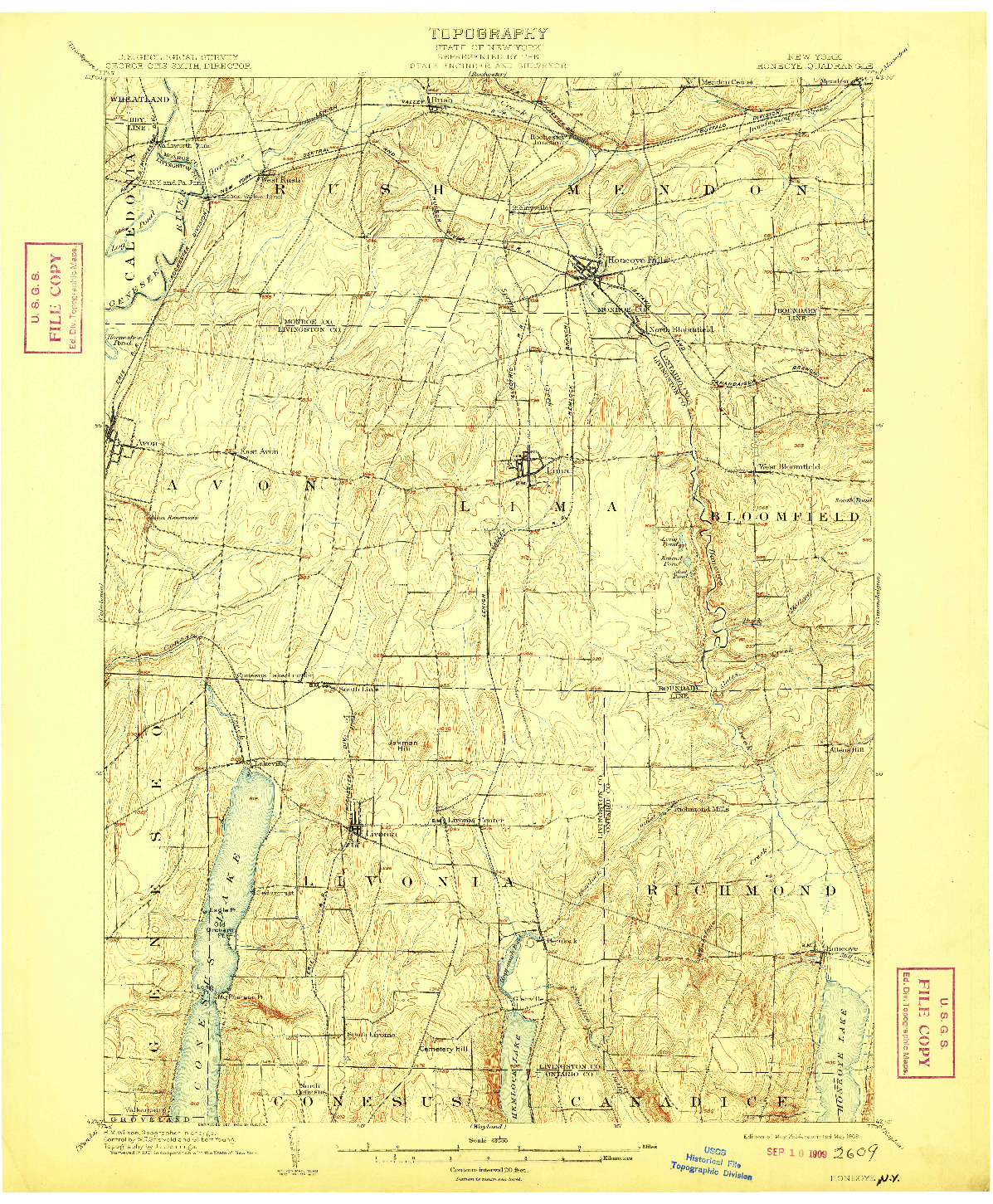 USGS 1:62500-SCALE QUADRANGLE FOR HONEOYE, NY 1904