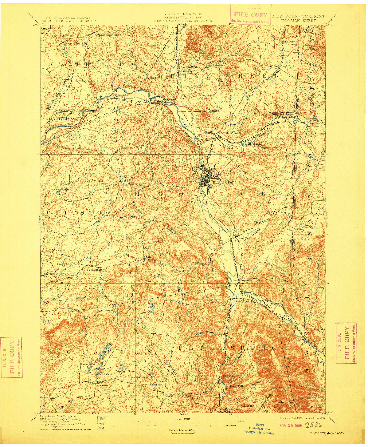 USGS 1:62500-SCALE QUADRANGLE FOR HOOSICK, NY 1897