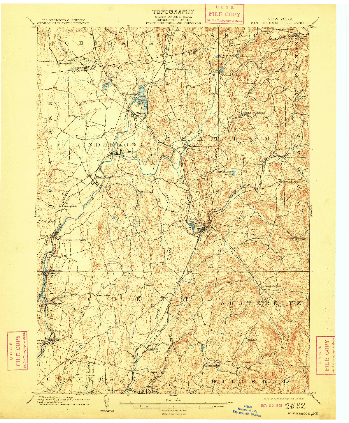 USGS 1:62500-SCALE QUADRANGLE FOR KINDERHOOK, NY 1903