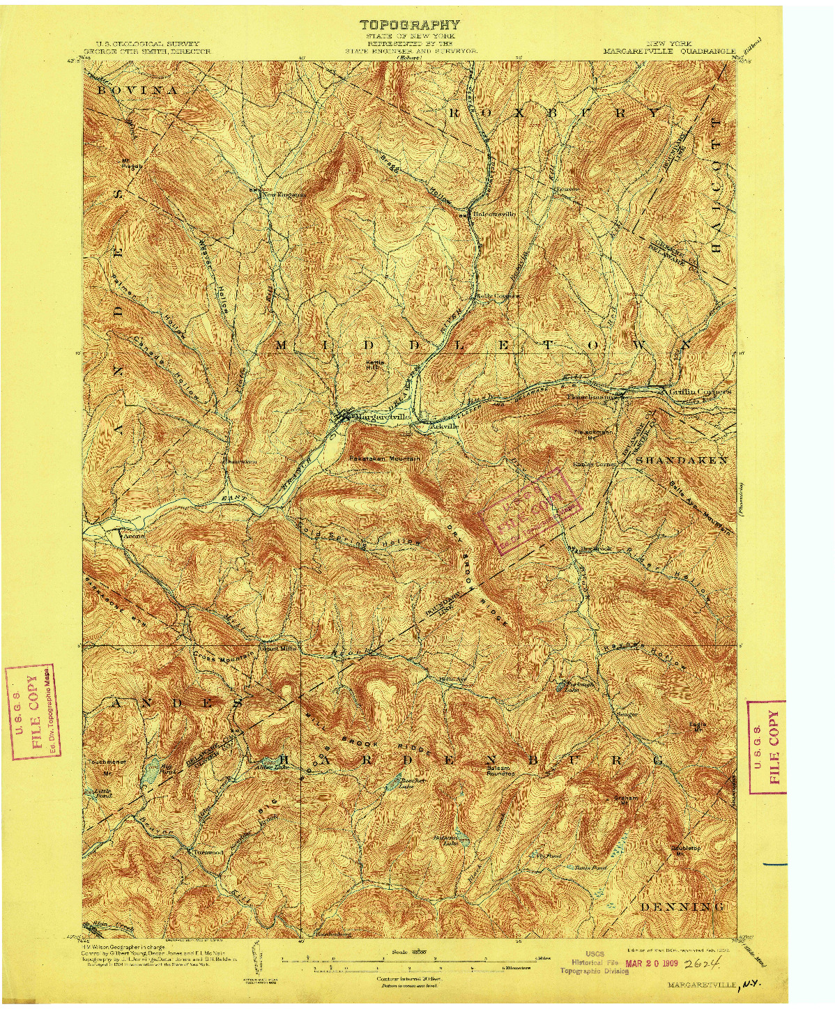 USGS 1:62500-SCALE QUADRANGLE FOR MARGARETVILLE, NY 1904