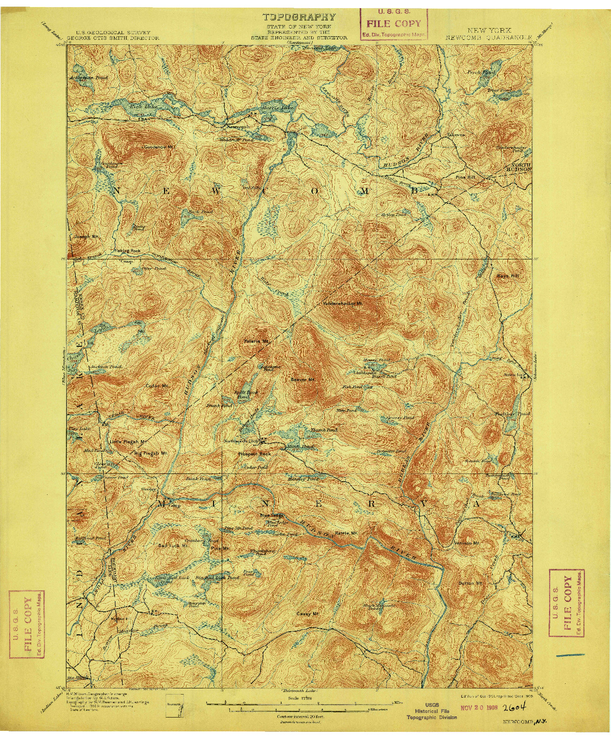 USGS 1:62500-SCALE QUADRANGLE FOR NEWCOMB, NY 1901