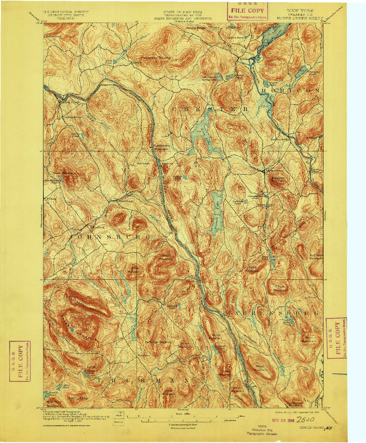 USGS 1:62500-SCALE QUADRANGLE FOR NORTH CREEK, NY 1897